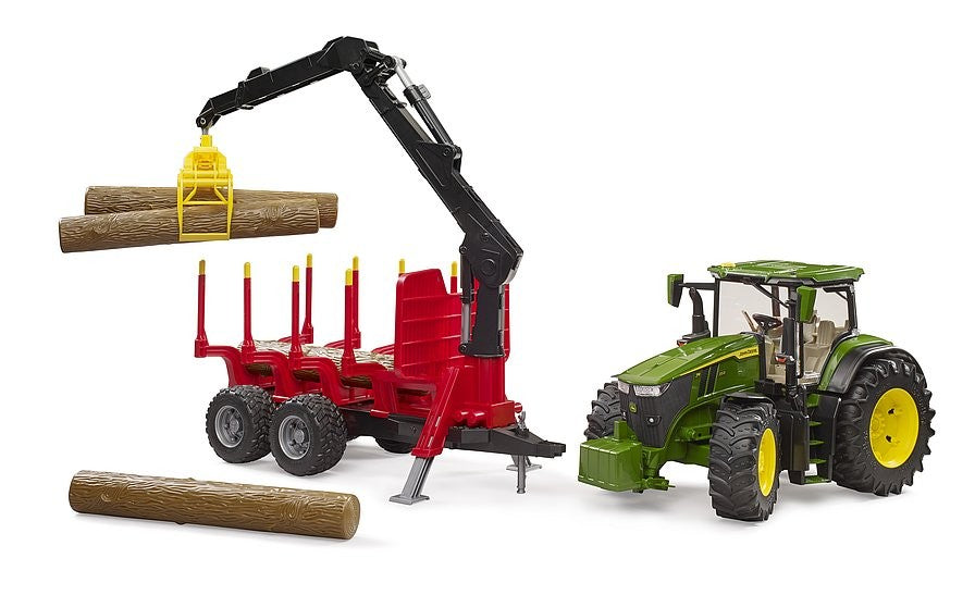 Traktor John Deere 7R 350 z przyczepą leśną - zabawki-dla-dziewczynki
