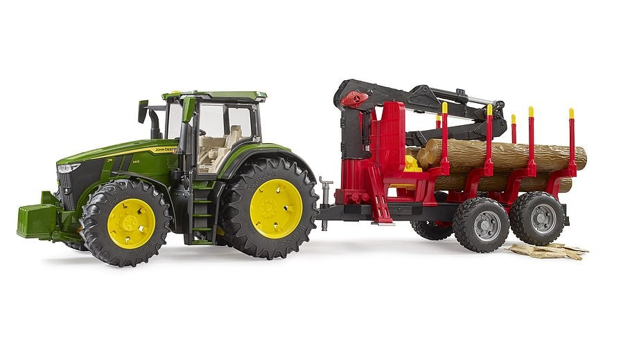 Traktor John Deere 7R 350 z przyczepą leśną - zabawki-dla-dziewczynki