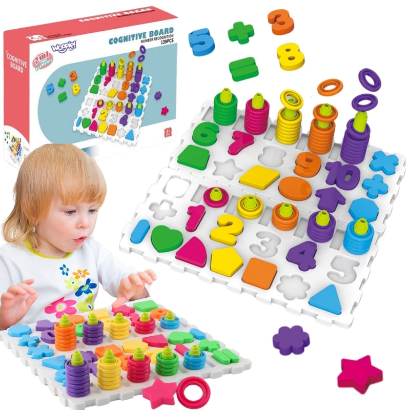 WOOPIE Układanka Montessori Sorter Trening Mózgu Literki Cyferki 139 el - zabawki-dla-dziewczynki