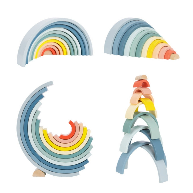 TOOKY TOY Pastelowa Układanka Drewniane Klocki Montessori Tęcza - zabawki-dla-dziewczynki