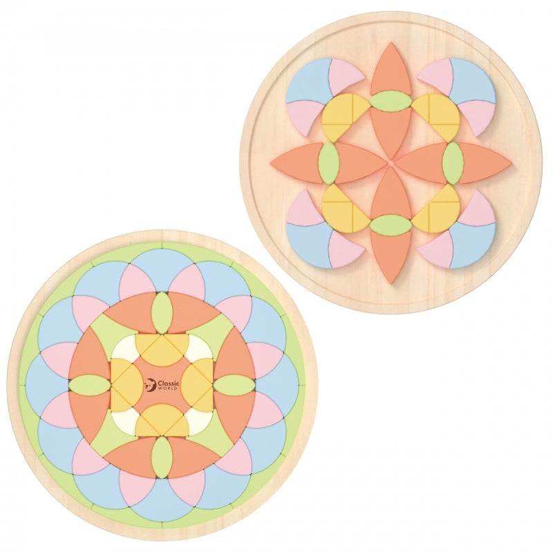 CLASSIC WORLD Pastelowa Mandala Układanka Montessori Mozaika Kwiaty