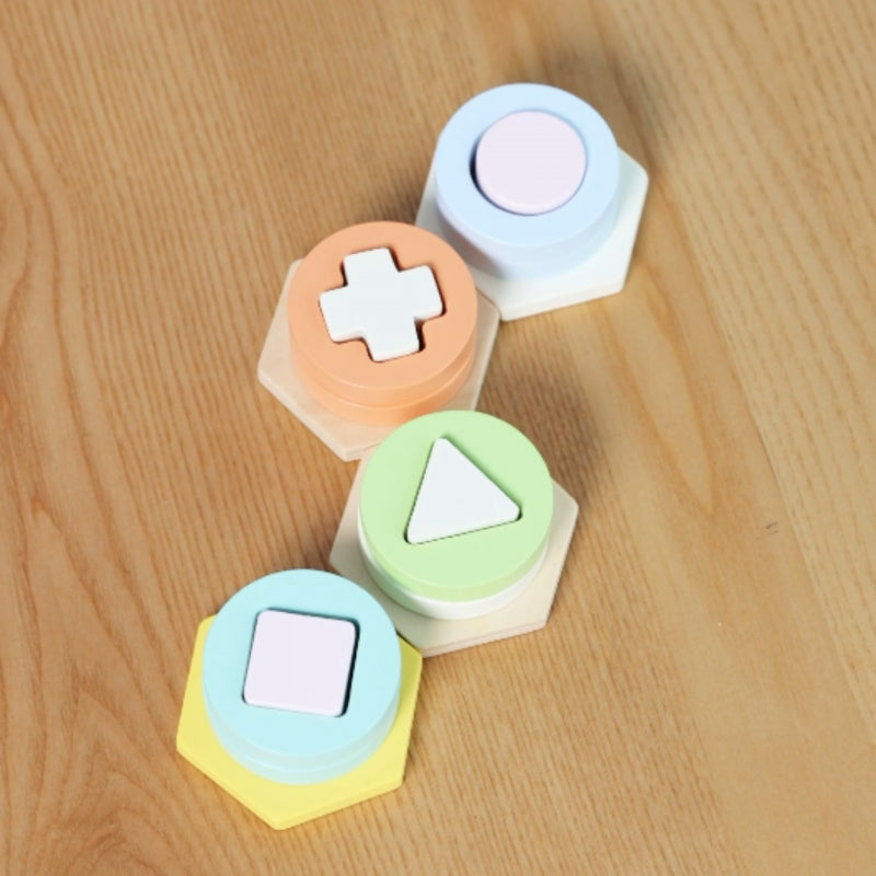Układanka wieża z klockami geometrycznymi – Classic World Montessori
