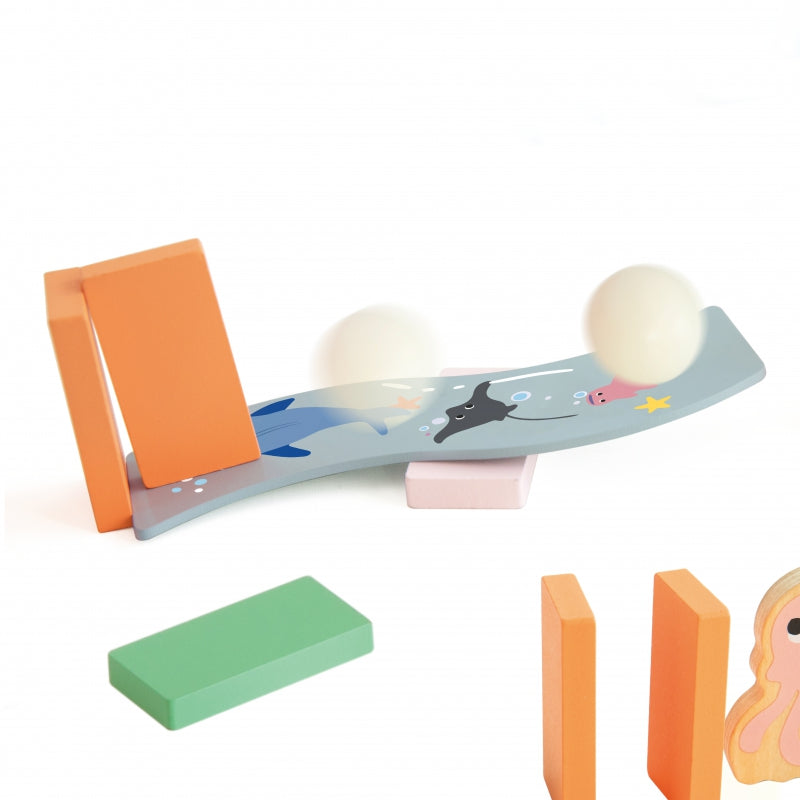 6-CLASSIC WORLD Drewniane Domino Tor Logiczny Przeszkód Układanka Montessori 100 el.-6