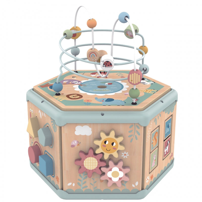 1-TOOKY TOY Interaktywny Drewniany Sześciokąt Montessori Otwierane Pudełko-1