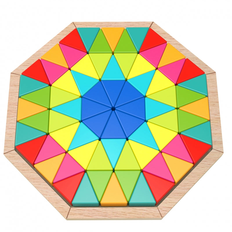 TOOKY TOY Puzzle Ośmiokątne Drewniana Mozaika 73 elementy dla dzieci