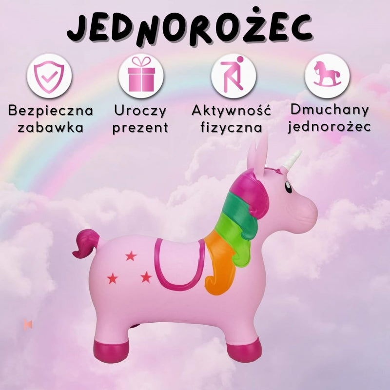 WOOPIE Skoczek Gumowy do Skakania Jednorożec Różowy + Pompka - zabawki-dla-dziewczynki