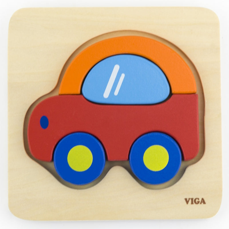 4-VIGA Pierwsze drewniane Puzzle maluszka Samochód-4