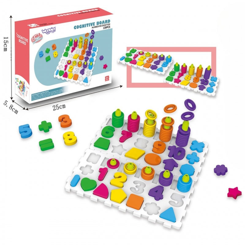 WOOPIE Układanka Montessori Sorter Trening Mózgu Literki Cyferki 139 el - zabawki-dla-dziewczynki