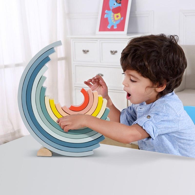 TOOKY TOY Pastelowa Układanka Drewniane Klocki Montessori Tęcza - zabawki-dla-dziewczynki