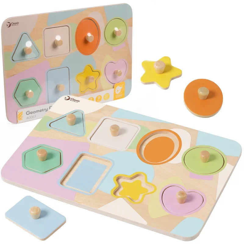 CLASSIC WORLD Układanka Puzzle Klocki Geometryczne 9 el. - zabawki-dla-dziewczynki