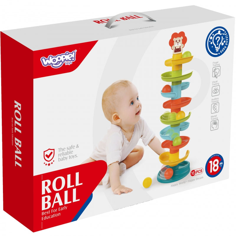 WOOPIE BABY Kulodrom Tor Kulkowy Zestaw Spirala + 6 Kulek - zabawki-dla-dziewczynki