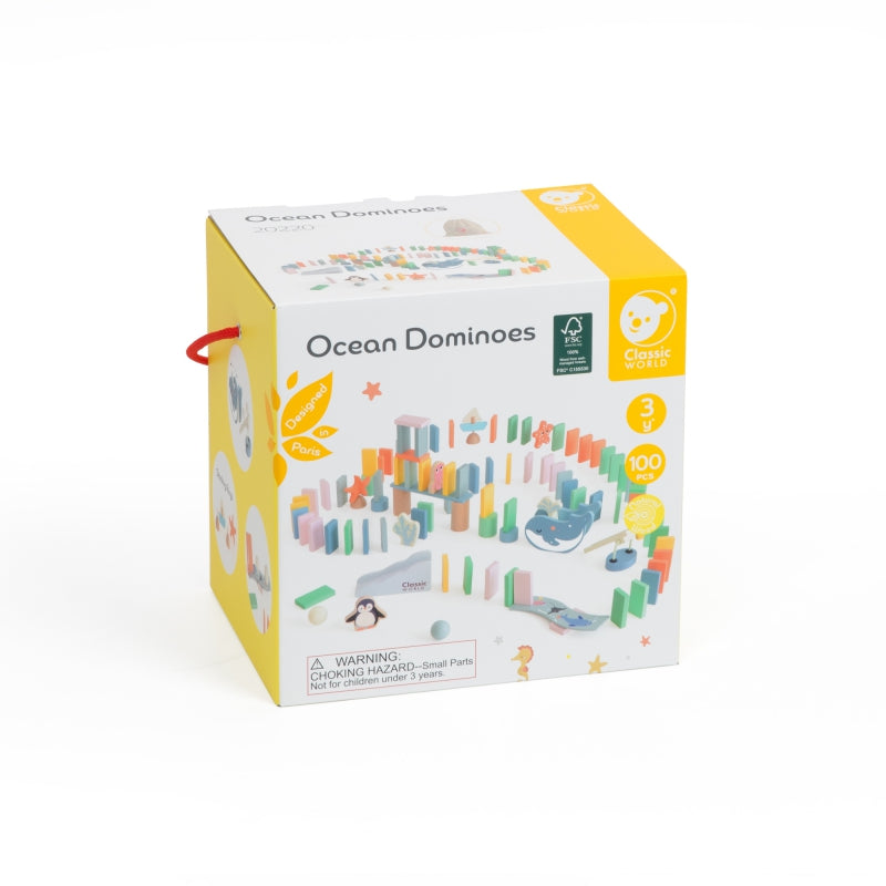 8-CLASSIC WORLD Drewniane Domino Tor Logiczny Przeszkód Układanka Montessori 100 el.-8
