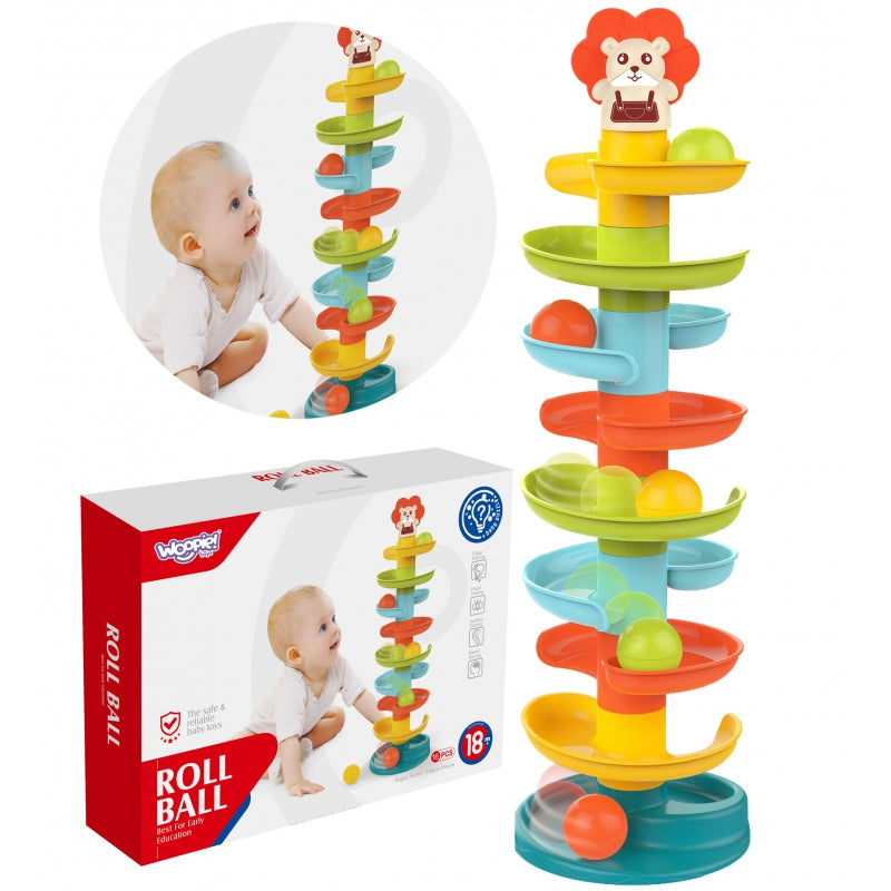 WOOPIE BABY Kulodrom Tor Kulkowy Zestaw Spirala + 6 Kulek - zabawki-dla-dziewczynki