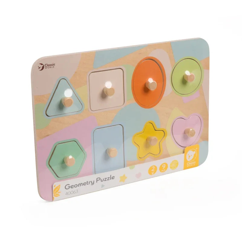 CLASSIC WORLD Układanka Puzzle Klocki Geometryczne 9 el. - zabawki-dla-dziewczynki