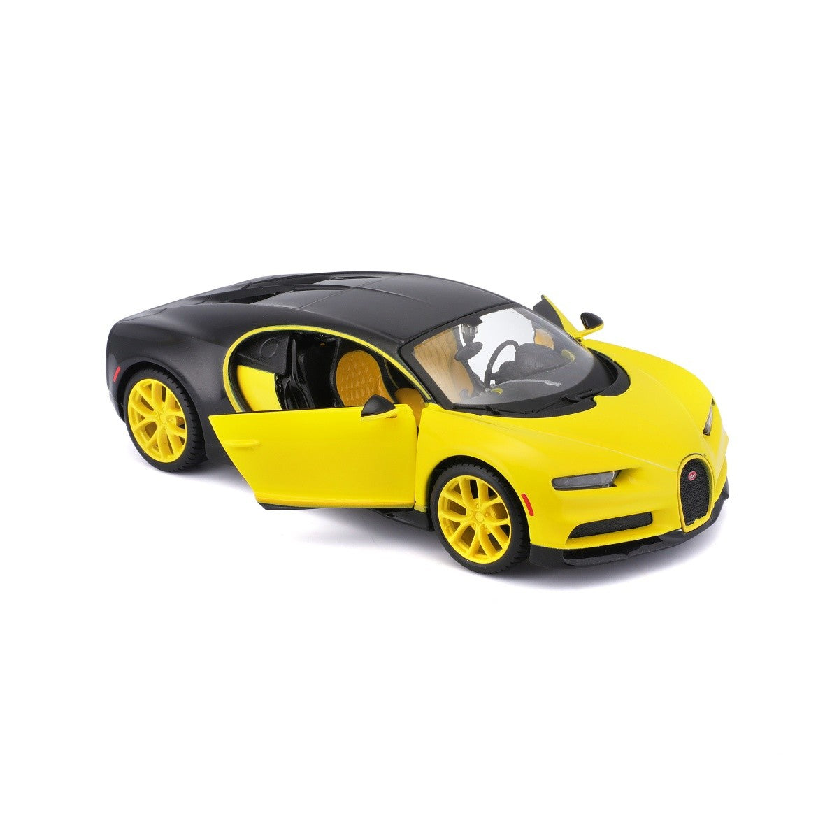 Model kompozytowy Bugatti Chiron żółto-czarny 1/24 - zabawki-dla-dziewczynki