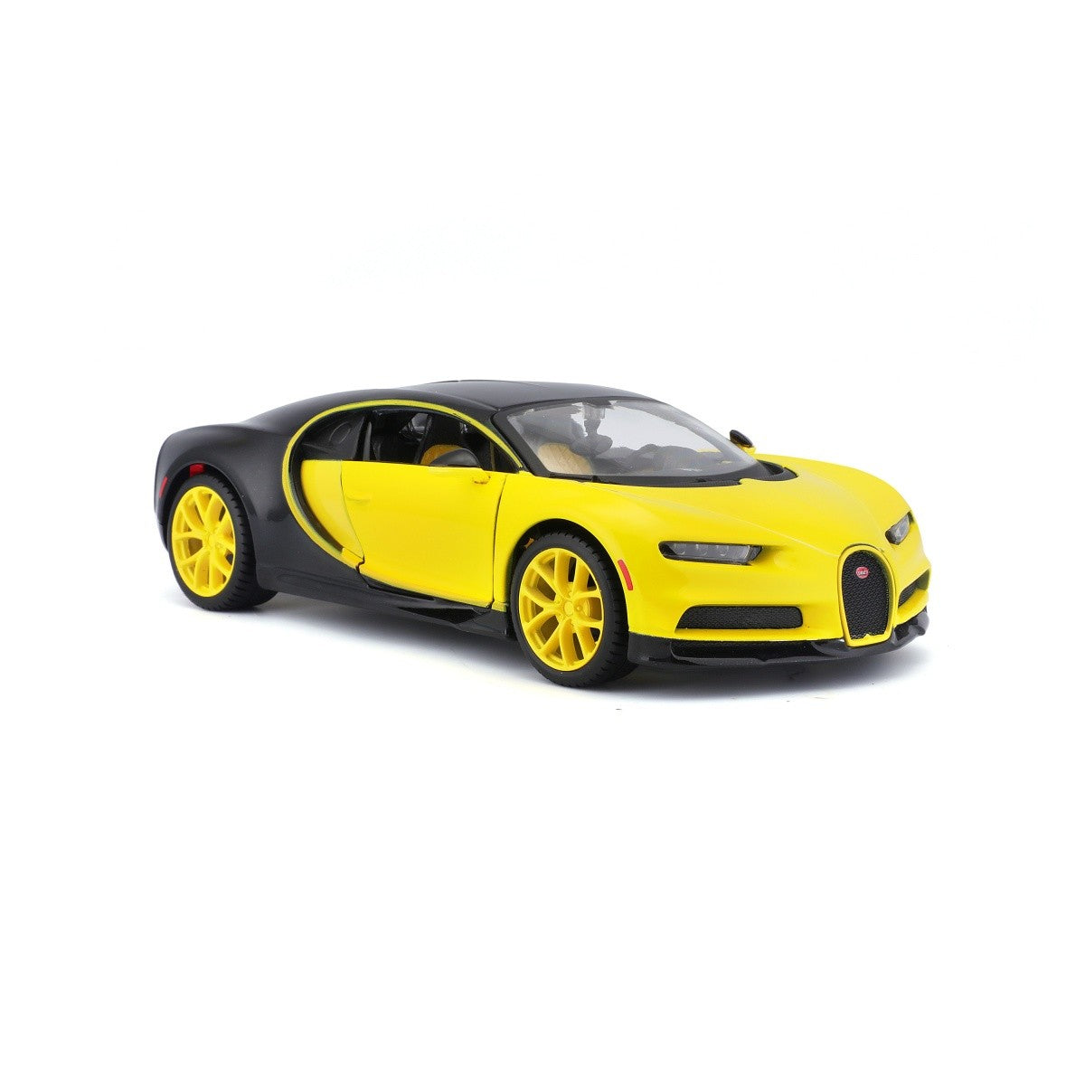 Model kompozytowy Bugatti Chiron żółto-czarny 1/24 - zabawki-dla-dziewczynki