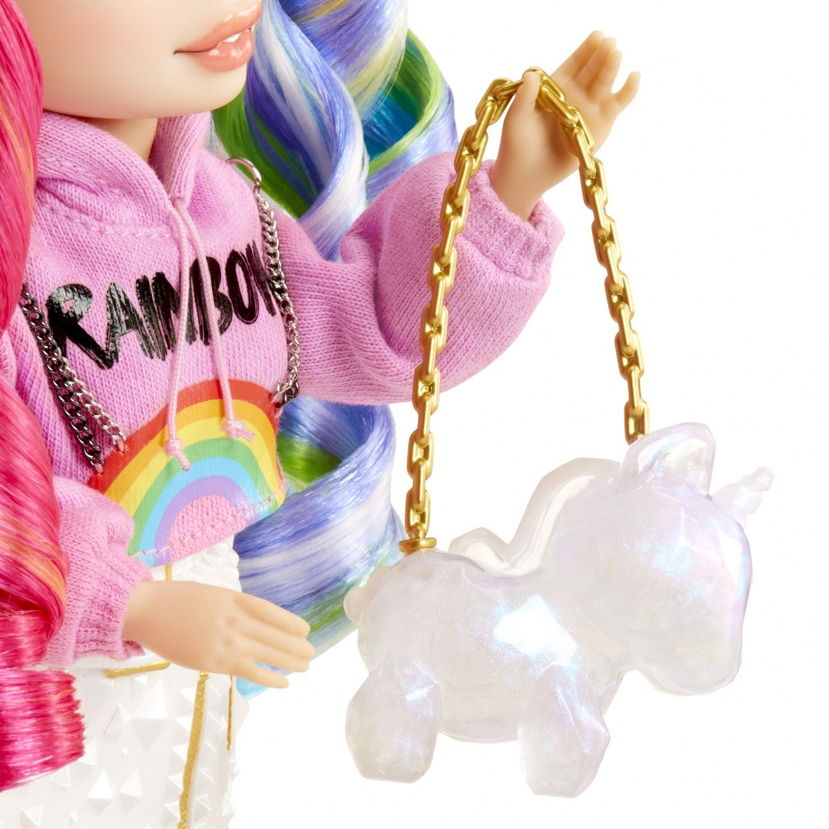 Lalka Rainbow High Amaya Raine w pełnej okazałości z akcesoriami do tworzenia.