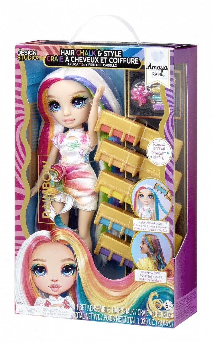 Zestaw Rainbow High Hair Chalk & Style z lalką Amaya i akcesoriami do włosów