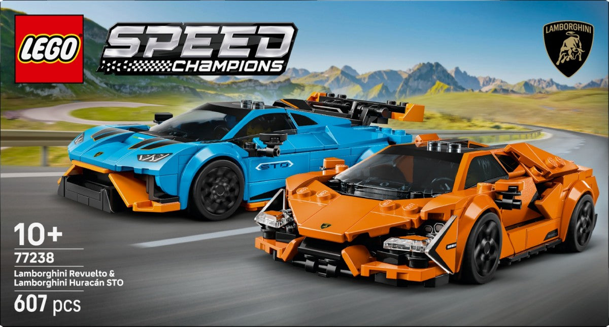Klocki Speed Champions 77238 Lamborghini Revuelto i Huracan STO - zabawki-dla-dziewczynki