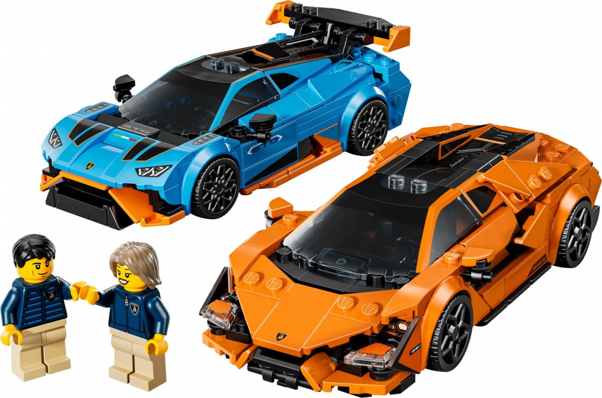 Klocki Speed Champions 77238 Lamborghini Revuelto i Huracan STO - zabawki-dla-dziewczynki