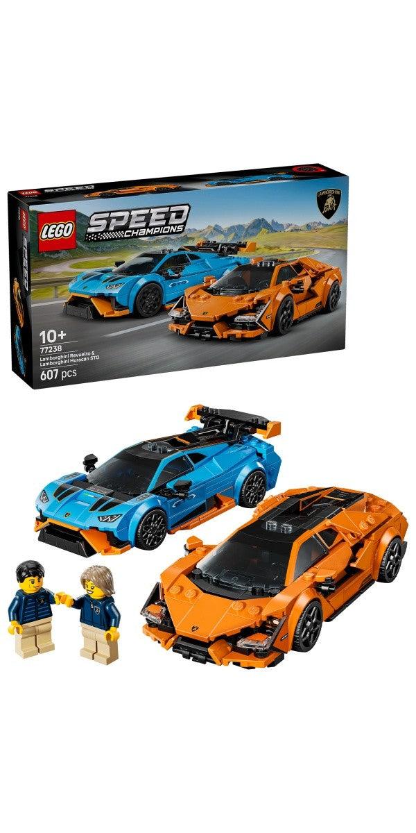 Klocki Speed Champions 77238 Lamborghini Revuelto i Huracan STO - zabawki-dla-dziewczynki