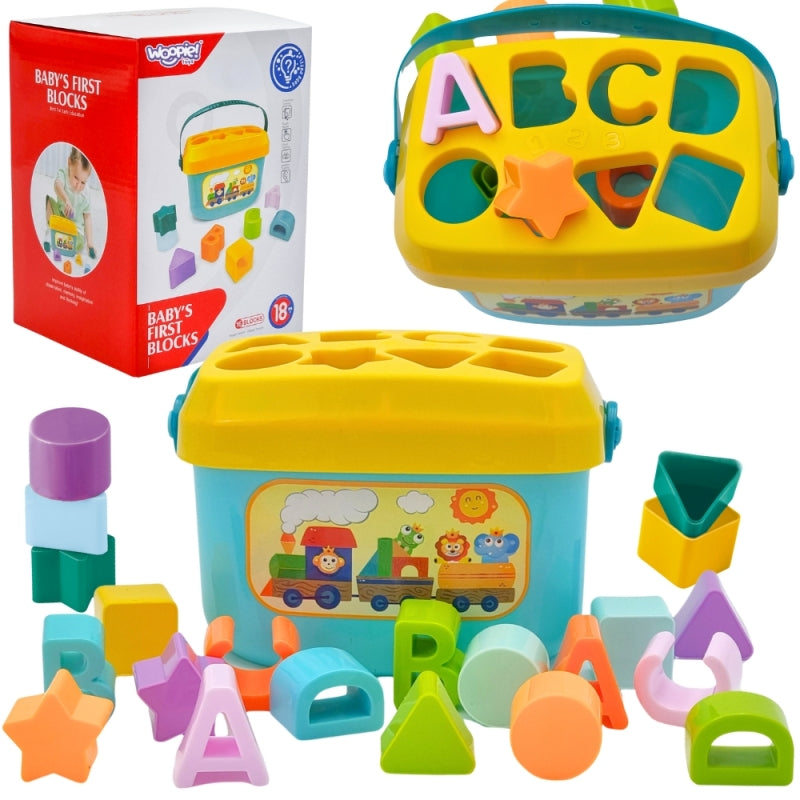 WOOPIE BABY Sorter 2w1 Skrzynka Walizka + Nauka Alfabetu i Kształtów - zabawki-dla-dziewczynki