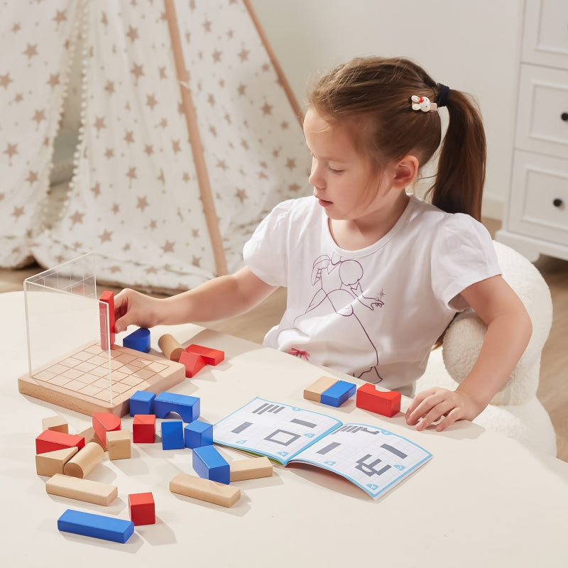 Viga Drewniana Gra Budowanie Klocki 3D Montessori - zabawki-dla-dziewczynki