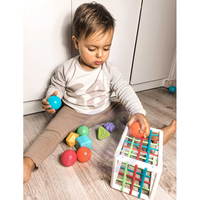 WOOPIE BABY Elastyczna Kostka Sensoryczna Sorter dla Dzieci Kolorowe Kształty 13 el. - zabawki-dla-dziewczynki