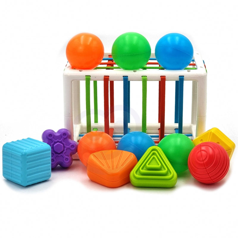 WOOPIE BABY Elastyczna Kostka Sensoryczna Sorter dla Dzieci Kolorowe Kształty 13 el. - zabawki-dla-dziewczynki