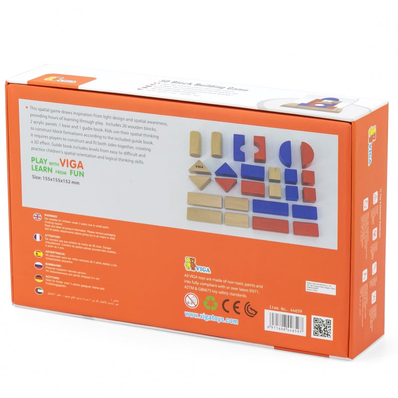 Viga Drewniana Gra Budowanie Klocki 3D Montessori - zabawki-dla-dziewczynki