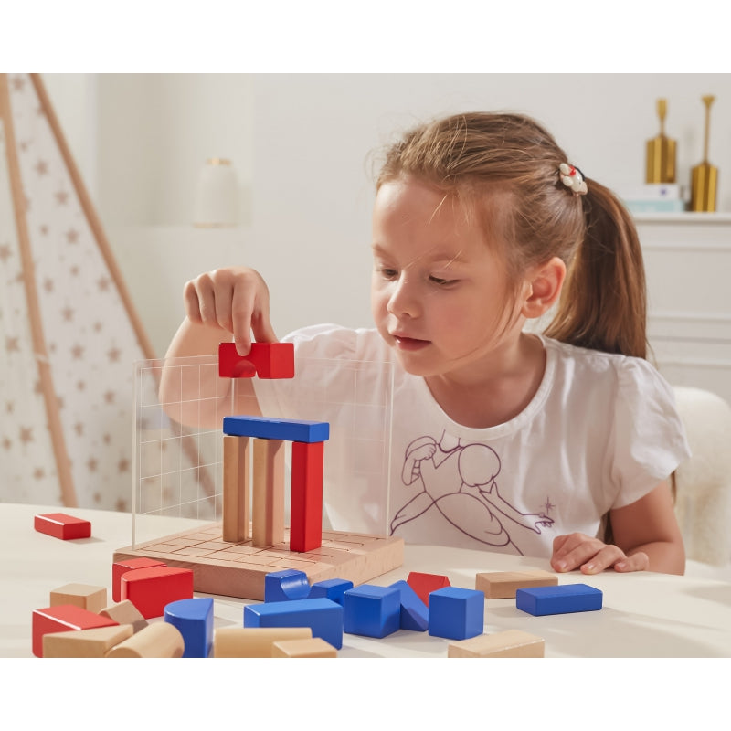 Viga Drewniana Gra Budowanie Klocki 3D Montessori - zabawki-dla-dziewczynki