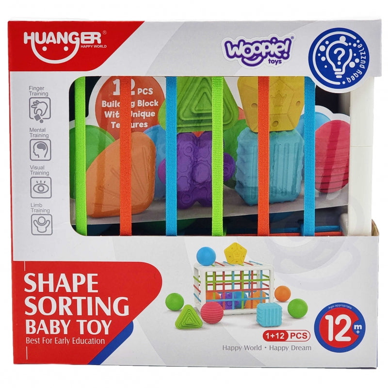 WOOPIE BABY Elastyczna Kostka Sensoryczna Sorter dla Dzieci Kolorowe Kształty 13 el. - zabawki-dla-dziewczynki