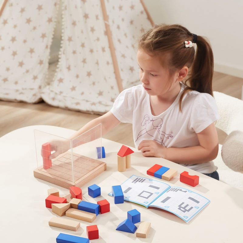 Viga Drewniana Gra Budowanie Klocki 3D Montessori - zabawki-dla-dziewczynki