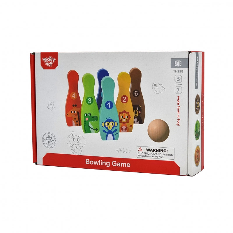 TOOKY TOY Drewniane Kręgle dla Dzieci 6 szt. + Piłka - zabawki-dla-dziewczynki