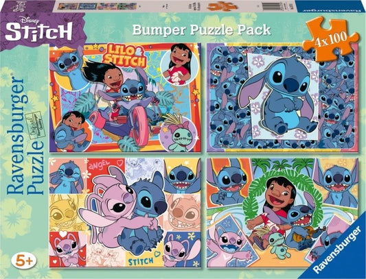 1-Puzzle 4x100 elementów Disney Stitch 1