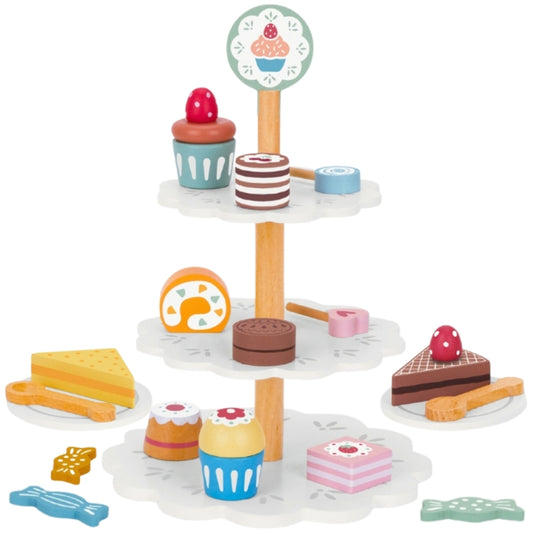TOOKY TOY drewniana patera z babeczkami