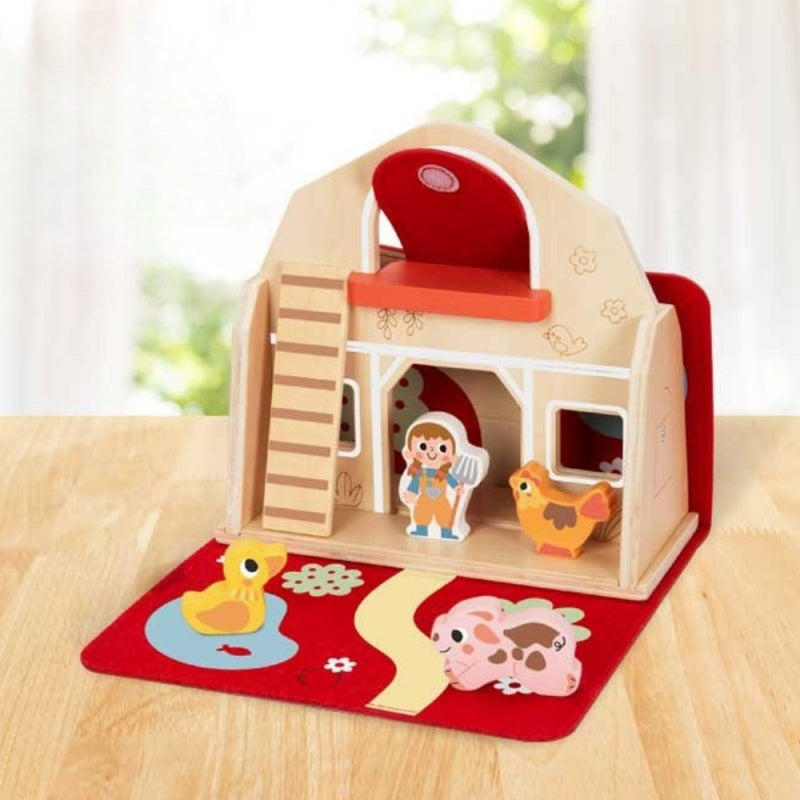 TOOKY TOY Drewniana Składana Farma w Walizce ze Zwierzątkami - zabawki-dla-dziewczynki