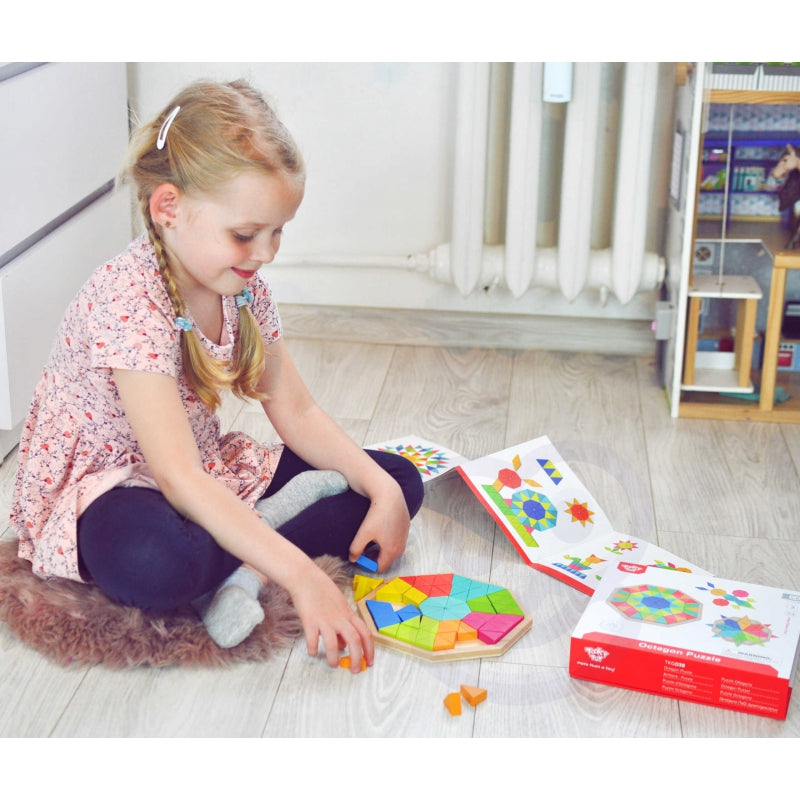 TOOKY TOY  Puzzle Ośmiokątne Drewniana Mozaika Edukacyjna (73el.)