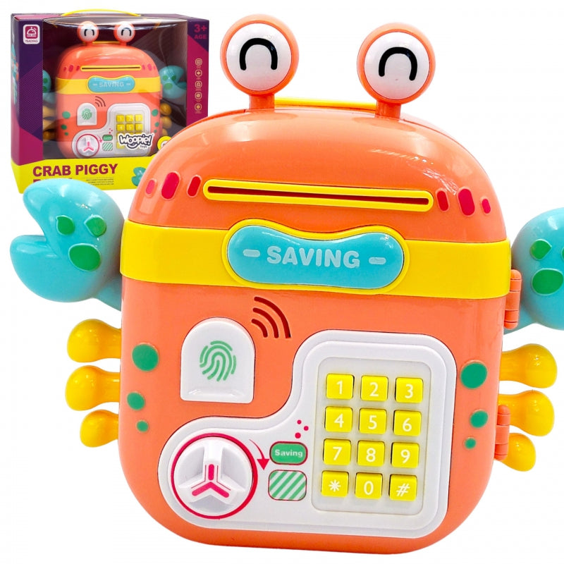 1-WOOPIE Elektroniczna Skarbonka Sejf Bankomat na Pin Kod Dostępu Krab Plecak Pomarańczowy-1