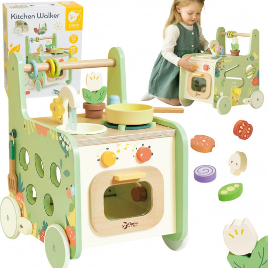 alt="Drewniana Kuchnia Pchacz 2w1 Classic World - zabawka dla dzieci 12m+"