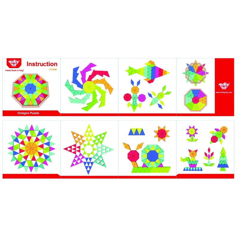 TOOKY TOY  Puzzle Ośmiokątne Drewniana Mozaika Edukacyjna (73el.)