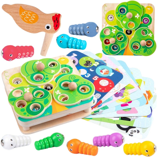 TOOKY TOY Drewniana Gra Zręcznościowa 2w1 Wyciągnij Robaczki dla Dzieci - zabawki-dla-dziewczynki