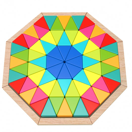 TOOKY TOY Puzzle Ośmiokątne Drewniana Mozaika 73 elementy dla dzieci