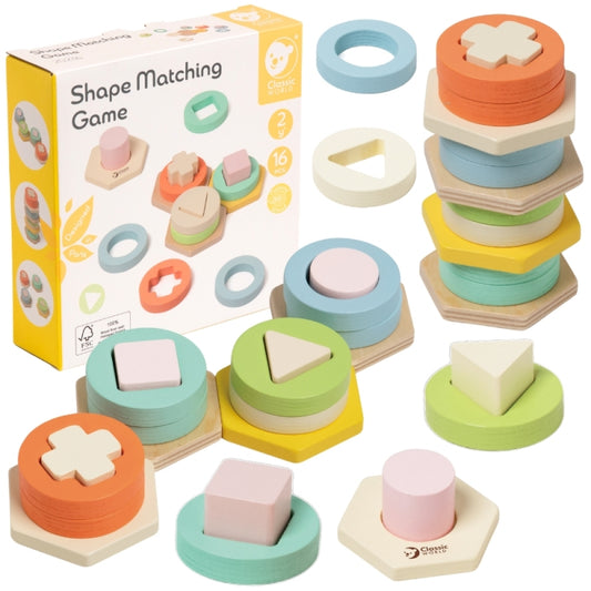 Sorter Montessori Classic World – drewniana układanka z kolorowymi kształtami