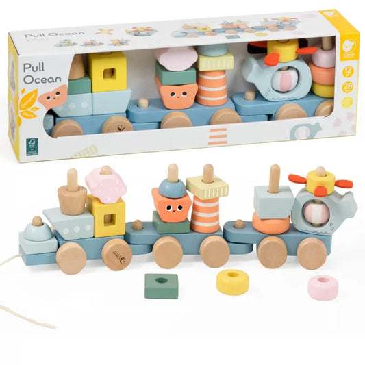 CLASSIC WORLD Montessori Kolejka Ocean Drewniana Układanka - zabawki-dla-dziewczynki