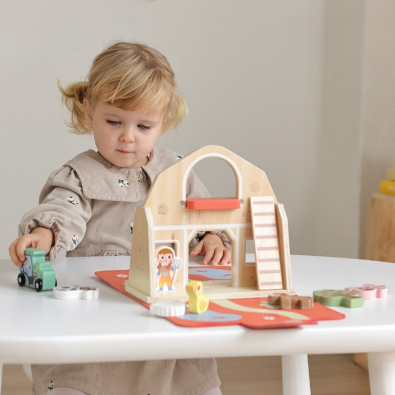 TOOKY TOY Drewniana Składana Farma w Walizce ze Zwierzątkami - zabawki-dla-dziewczynki