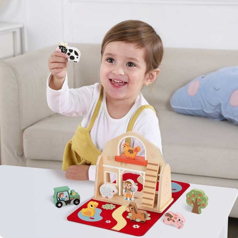 TOOKY TOY Drewniana Składana Farma w Walizce ze Zwierzątkami - zabawki-dla-dziewczynki