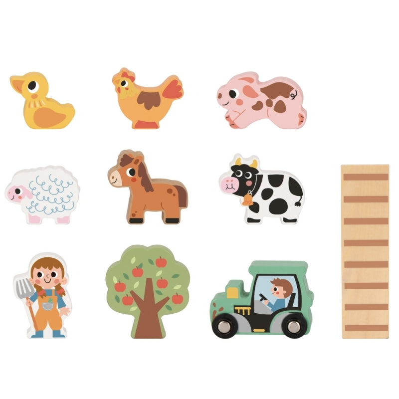 TOOKY TOY Drewniana Składana Farma w Walizce ze Zwierzątkami - zabawki-dla-dziewczynki