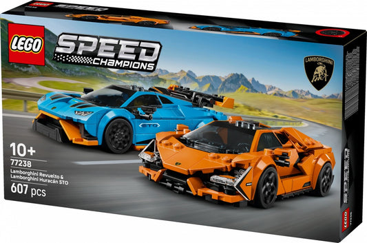 Klocki Speed Champions 77238 Lamborghini Revuelto i Huracan STO - zabawki-dla-dziewczynki