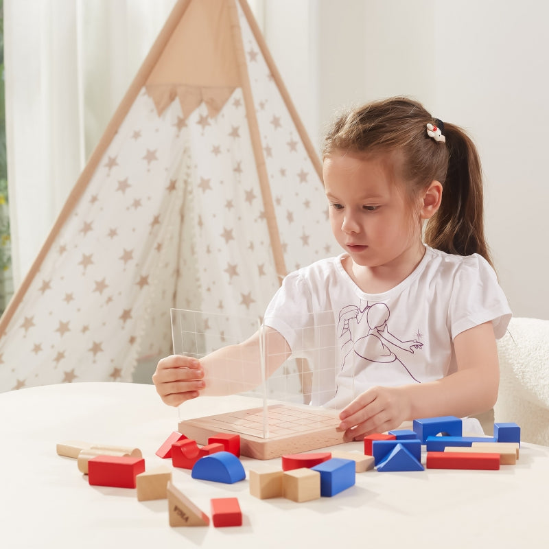 Viga Drewniana Gra Budowanie Klocki 3D Montessori - zabawki-dla-dziewczynki